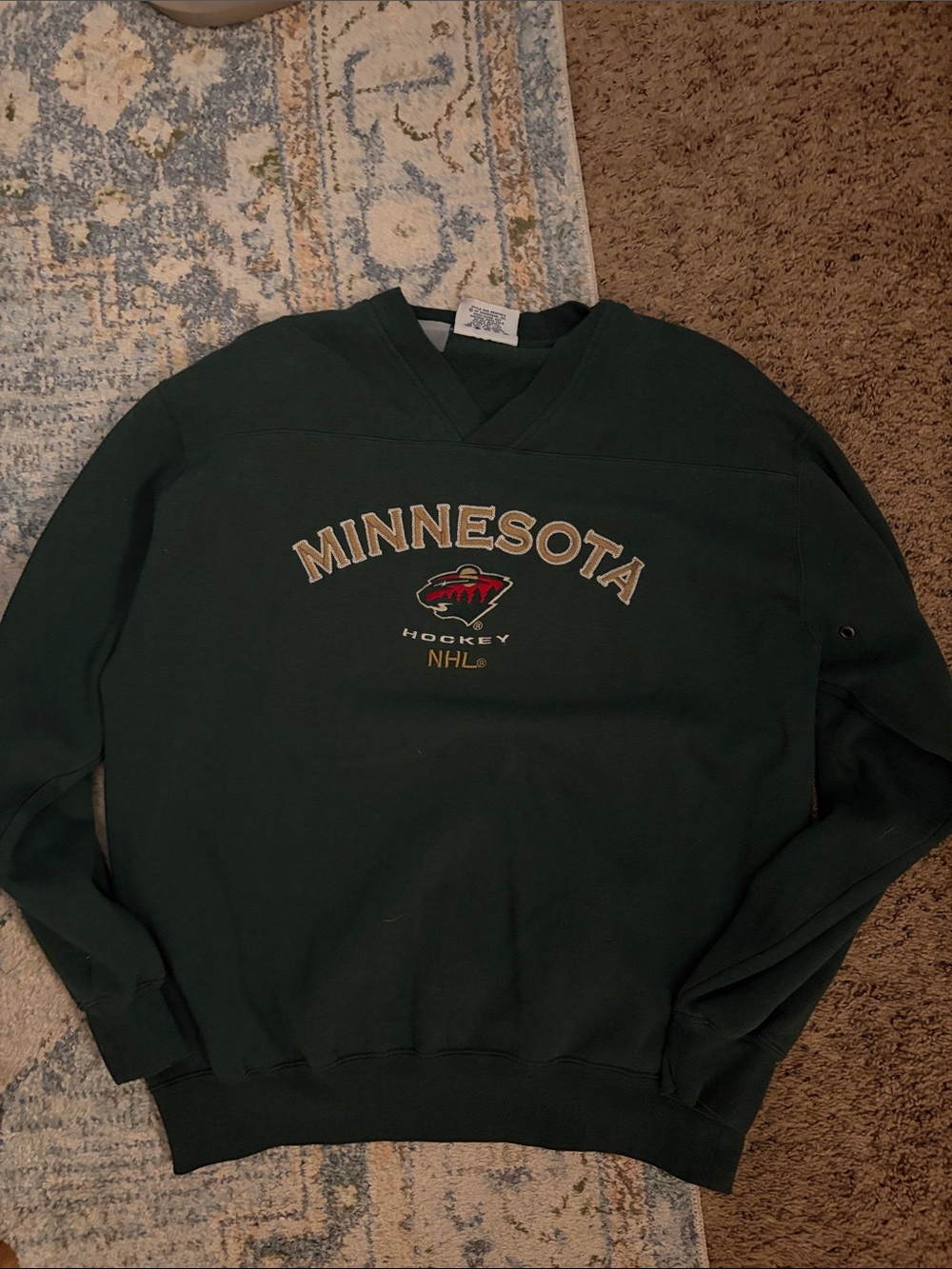 Vintage Minnesota Wild NHL Green Pullover Sweater Lee Sports Medium